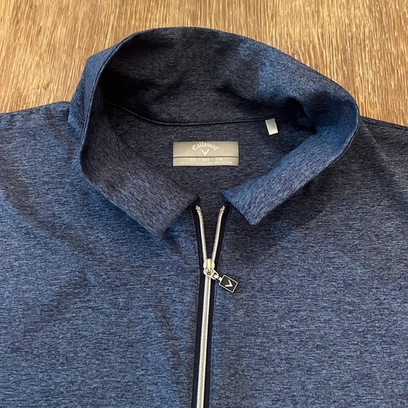 WMNS CALLAWAY QUARTER ZIP HEATHER BLUE SLEEVELESS GOLF POLO COLLARED SHIRT, XXL - Picture 3 of 8